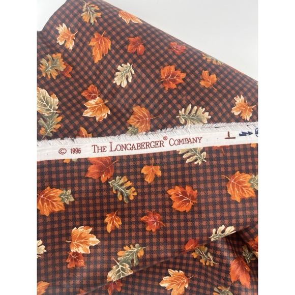 New Longaberger HTF Fall Gingham Check Fabric 2.5‎ yards Leaves Autumn Vintage - Picture 2 of 6